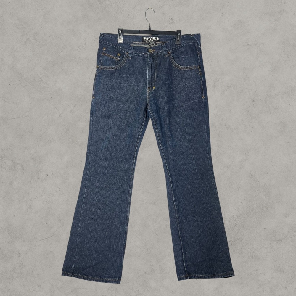 Enyce Team Quality Mens Dark Wash Straight Leg Denim Jeans Blue Y2K Streetwear